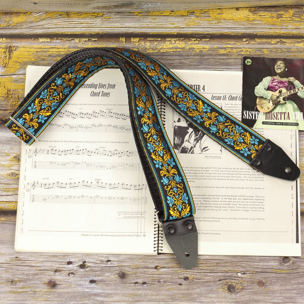 Floral guitar strap model Goldie