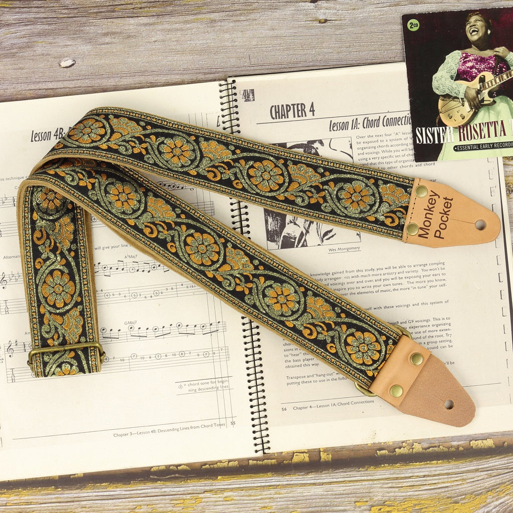 Guitar strap personalized model October floral