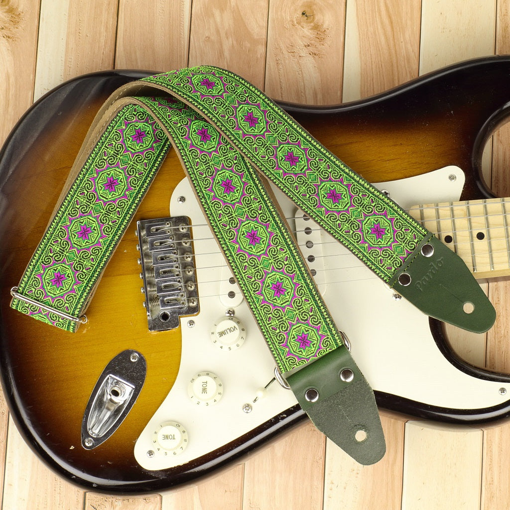 Green Hippie guitar strap