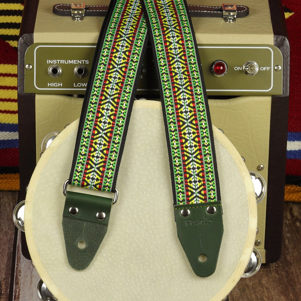 Green hootenanny handmade guitar strap