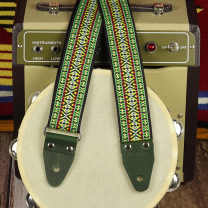 Green hootenanny handmade guitar strap