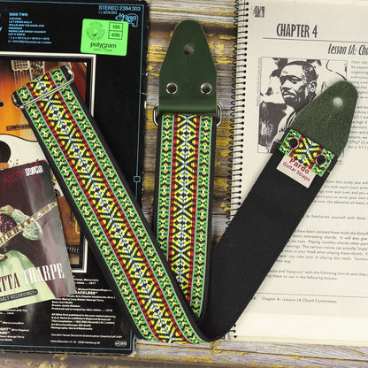 Green hootenanny hippie guitar strap