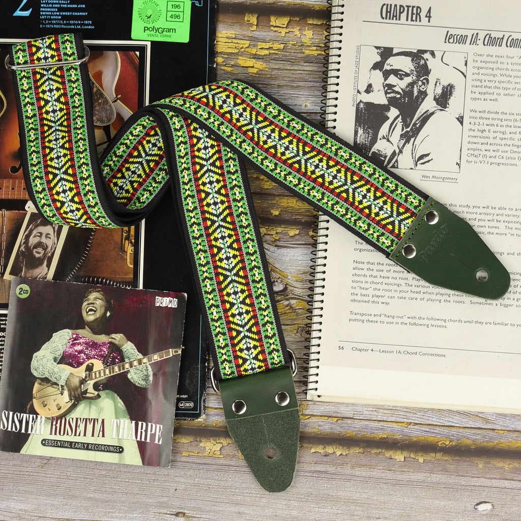 Green hootennany native guitar strap