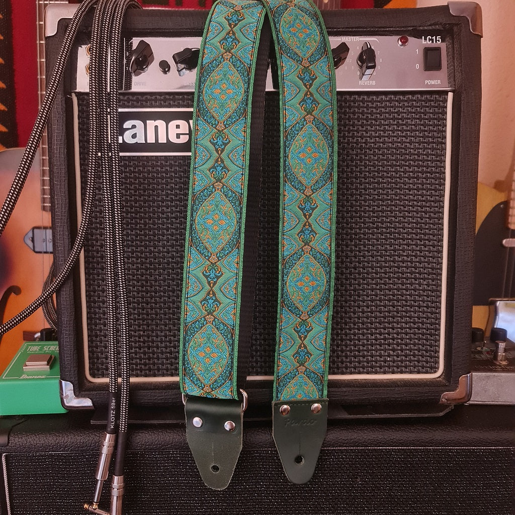 Green Psychedelic guitar strap Mountain