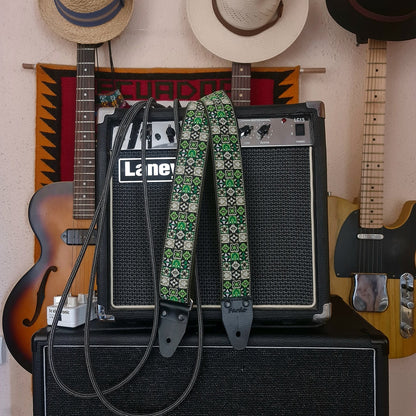 Green Guitar strap Hendrix Woodstock