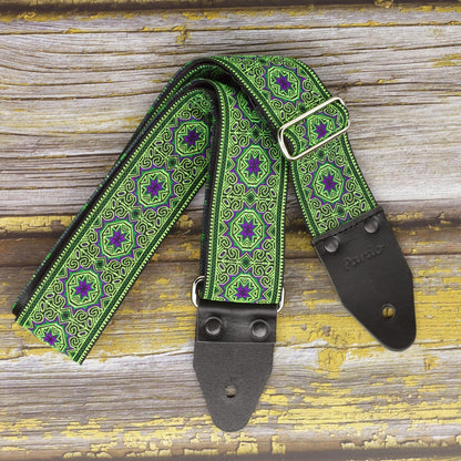 Green psychedelic guitar strap