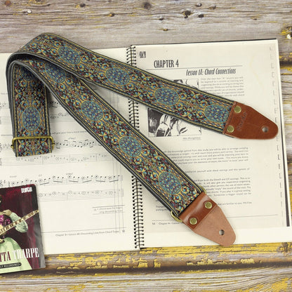 Guitar Strap Blue Psychedelic pattern