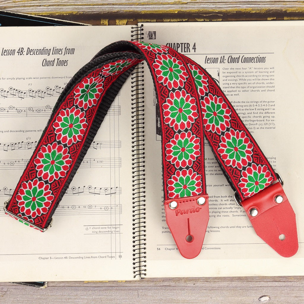 Guitar strap Daisy Red