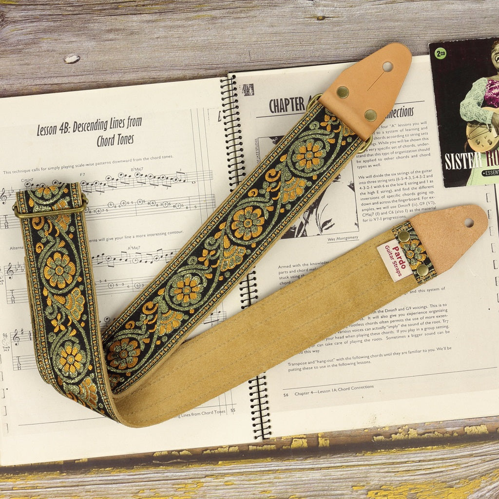 guitar strap floral October Backing suede