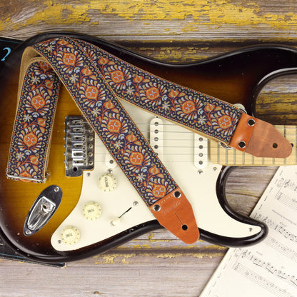 Guitar strap model Brown Pheasant Hippie Style - Pardo Guitar Straps
 