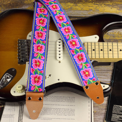 guitar strap poppy flowers - Pardo Guitar Straps