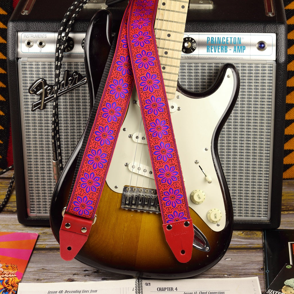 Guitar strap with floral pattern model Lily - Pardo Guitar Straps