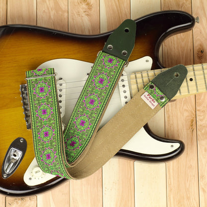 Handmade guitar strap green