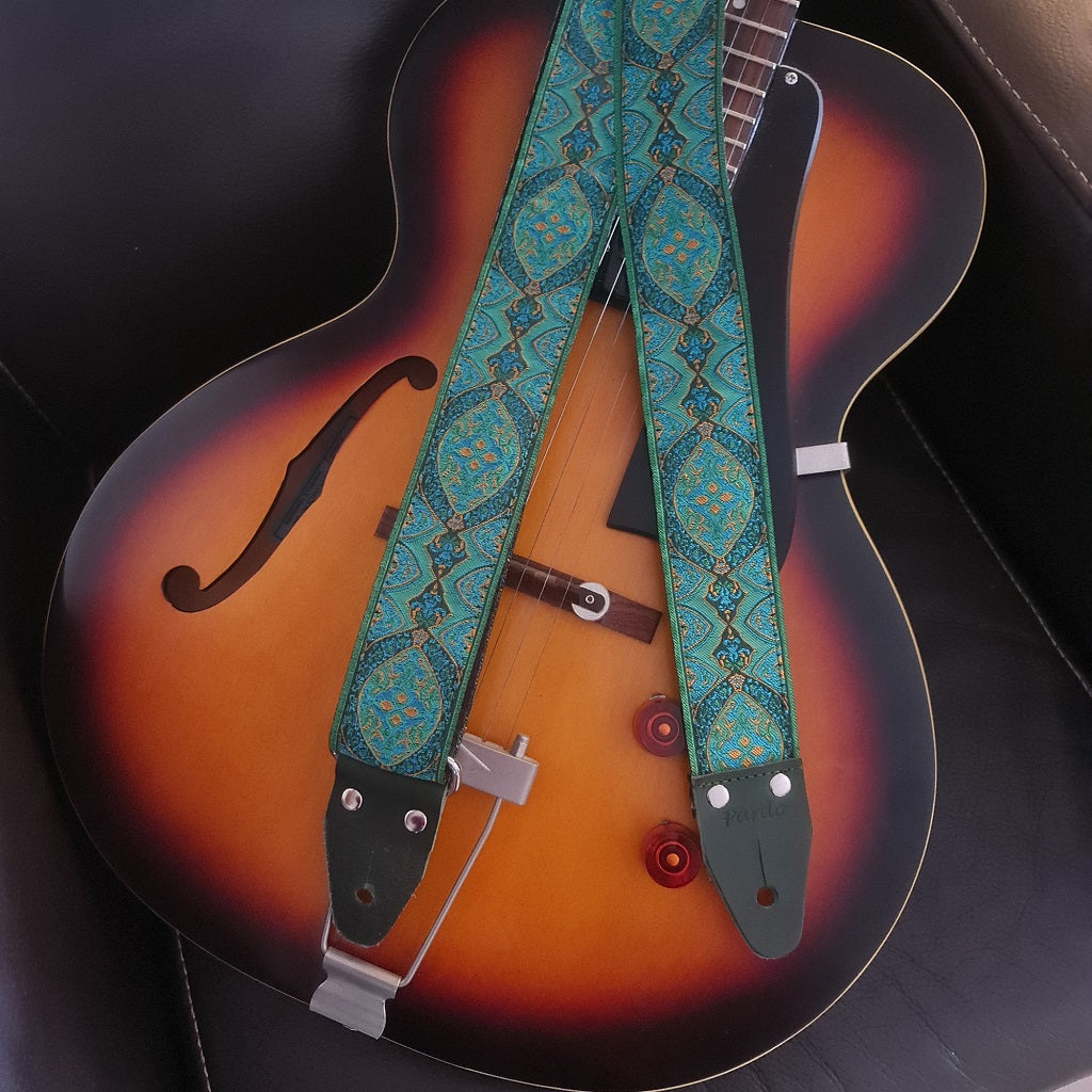 Handmade guitar strap Green mountain