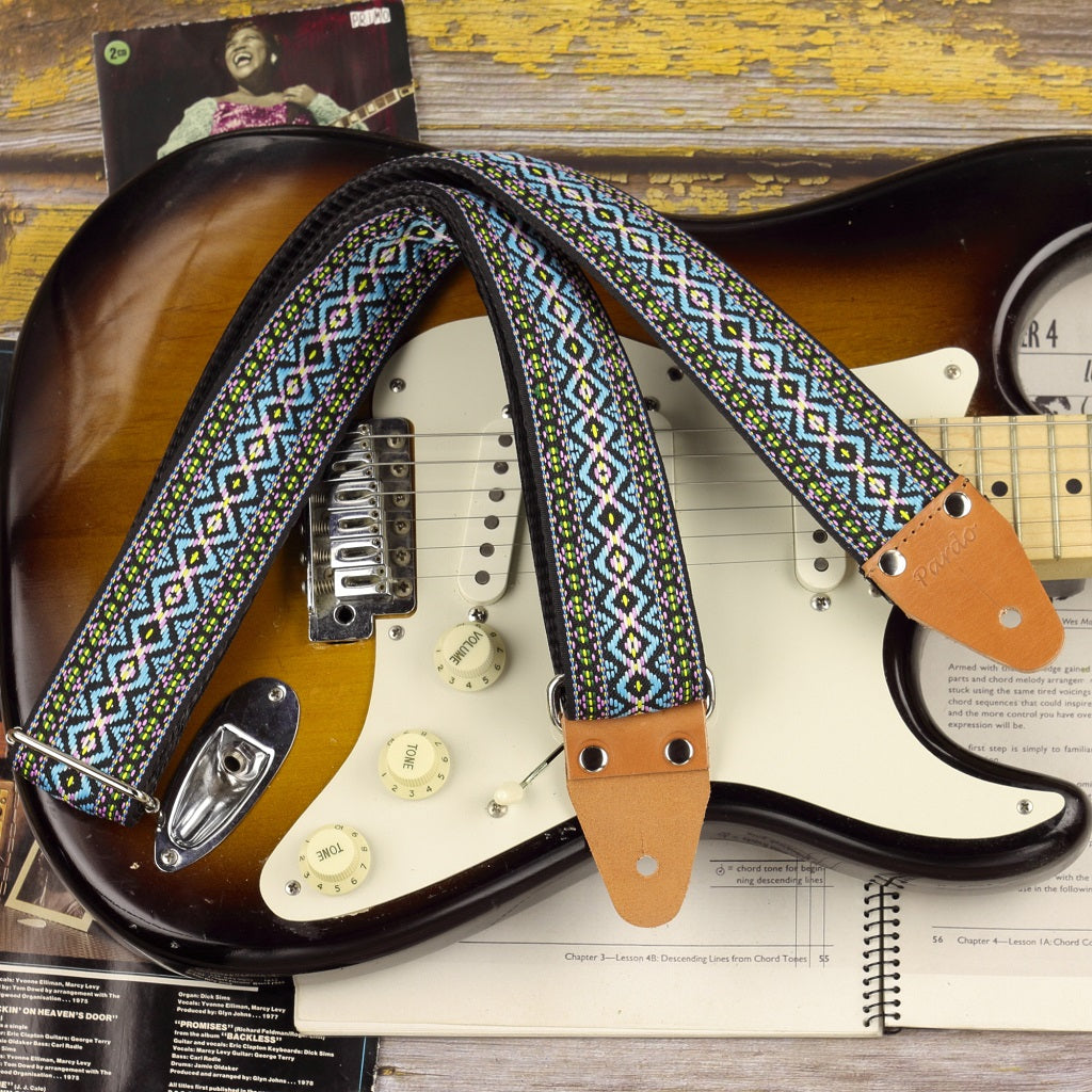 Hippie guitar strap Bob Marley Blue
