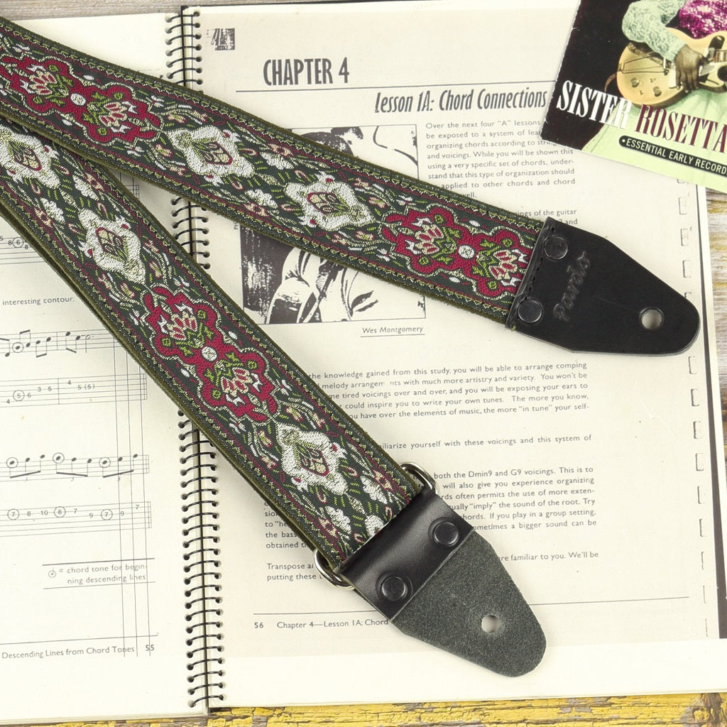 Psychedelic Guitar Strap Green Doe - Pardo Guitar Straps