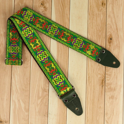 Hippie green psychedelic guitar strap model Green Flipp