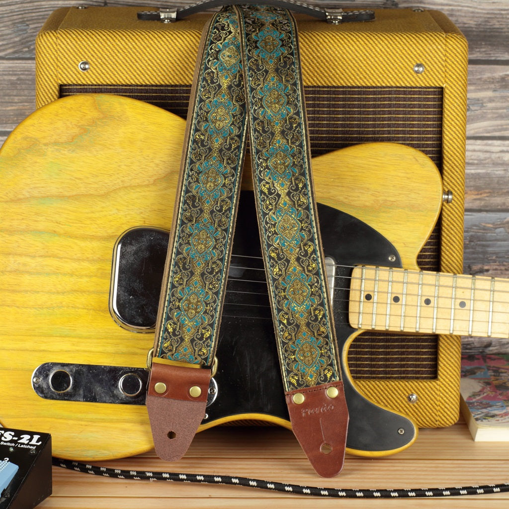 Hippie guitar strap Blue 60s