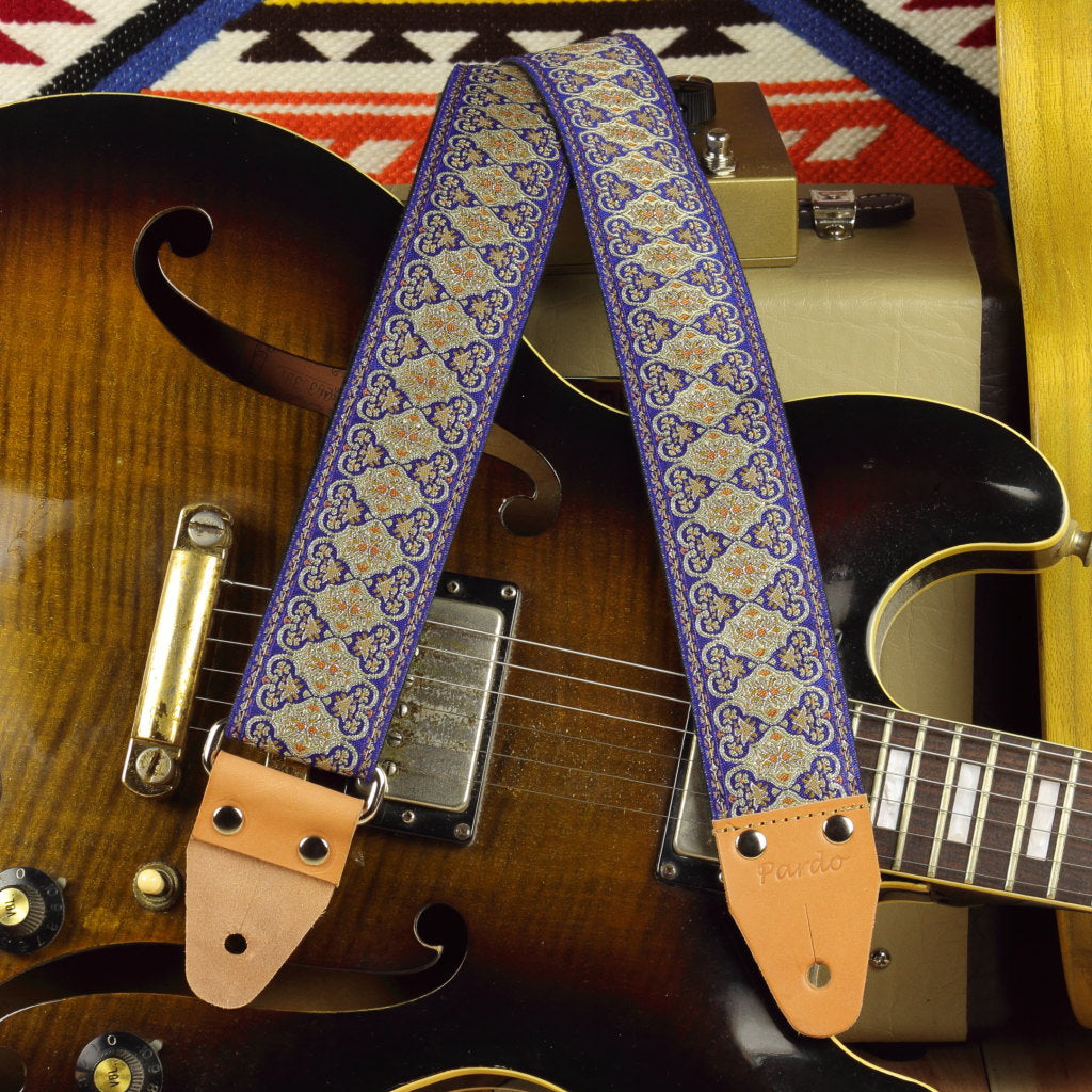 Hippie guitar strap model blue gothian