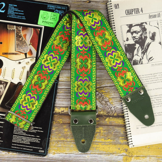 Hippie psychedelic green guitar strap model Green Flipp