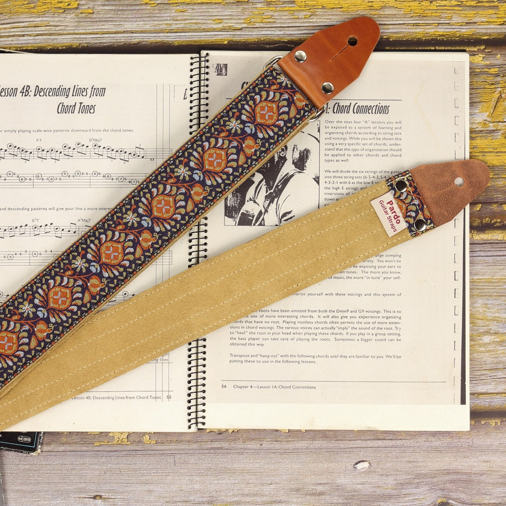 Hippie stylish guitar strap model Brown Pheasant
