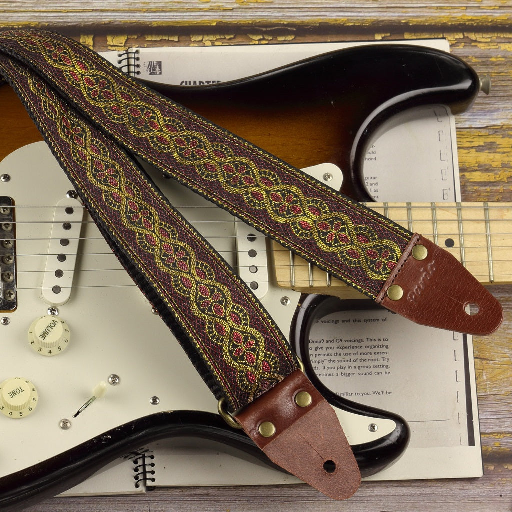 Hippie iridescent guitar strap brown