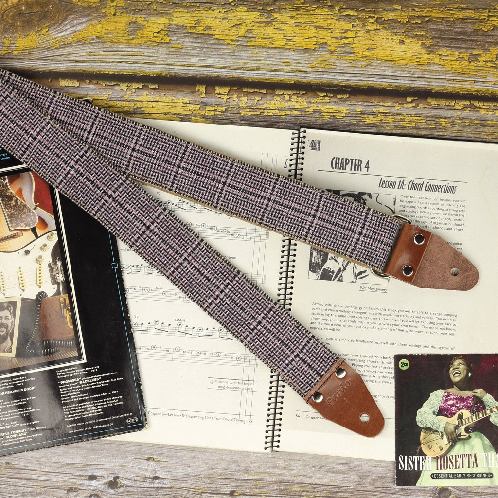 Houndstooth Tweed guitar strap