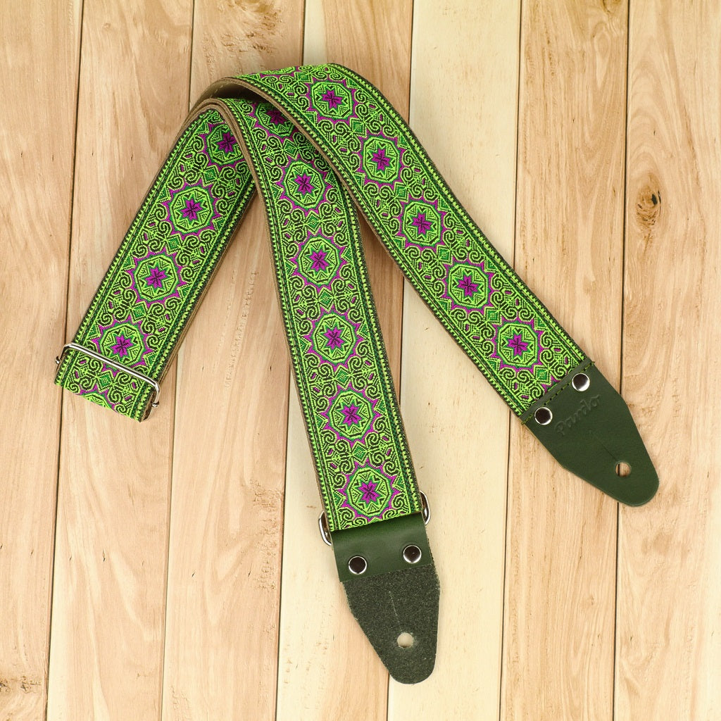 Jacquard green guitar strap