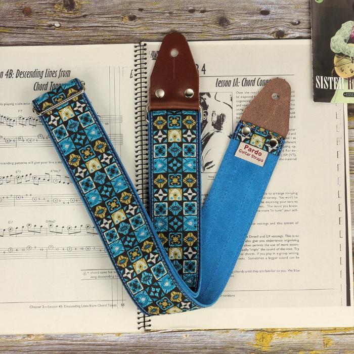 Famous Jimi Hendrix Guitar Strap Blue Woodstock - Pardo Guitar Straps