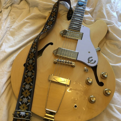 John Lennon guitar strap with a natural epiphone Casino