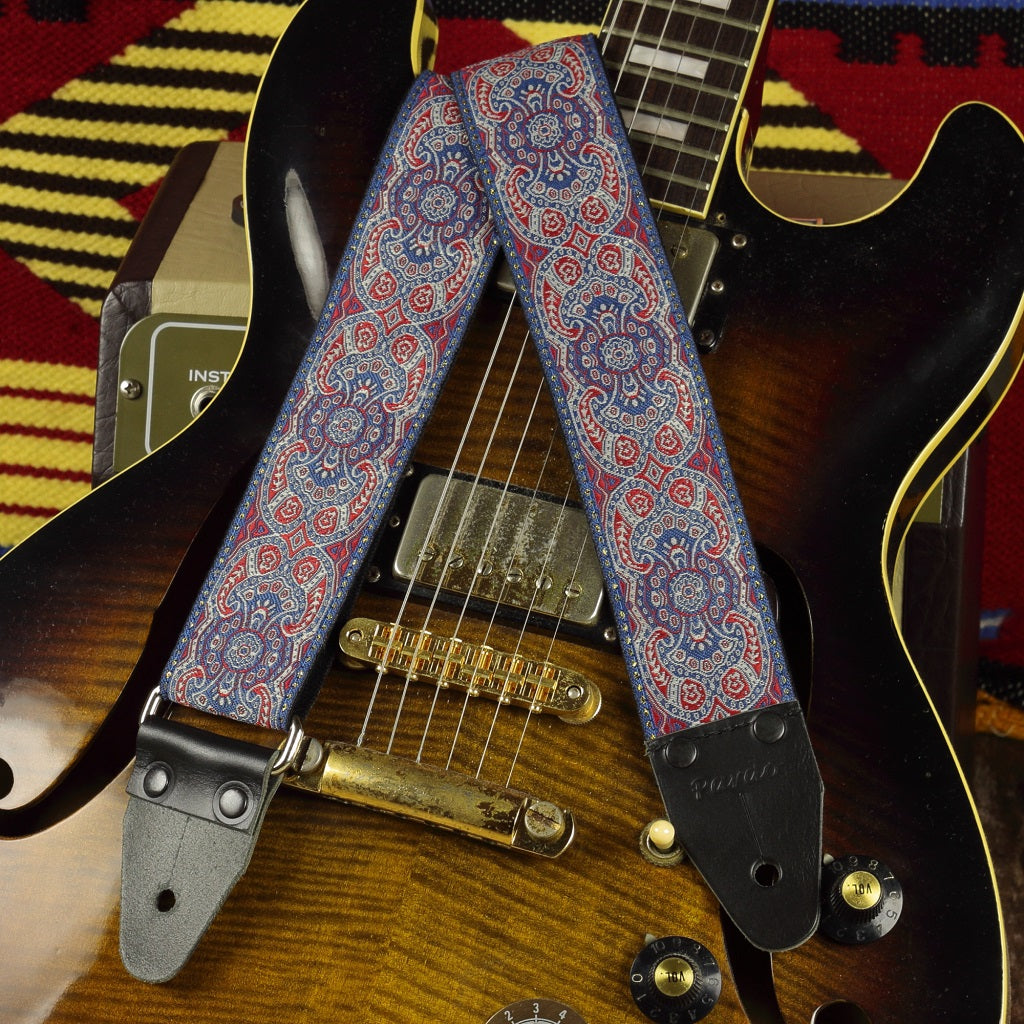 LSD guitar strap hippie pattern Pardo Straps model Blue Efrit