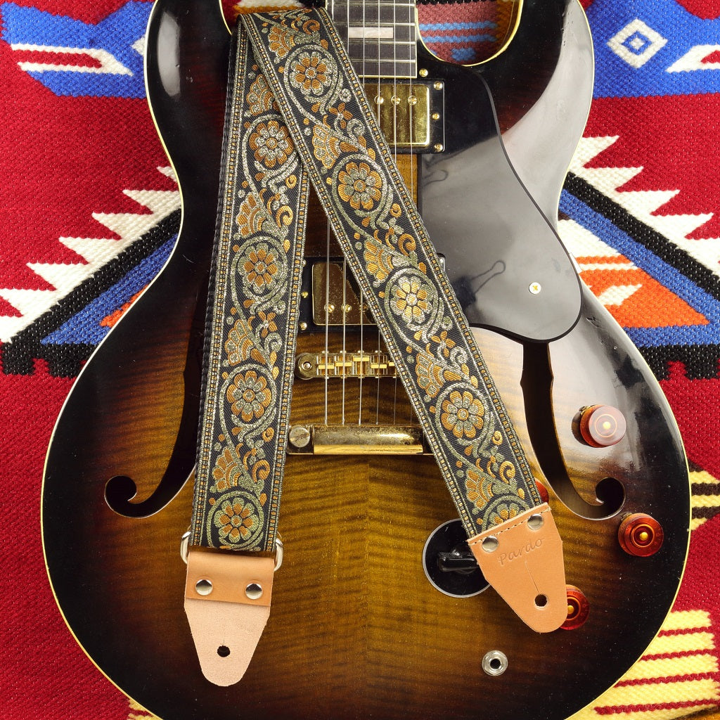 October psychedelic floral guitar strap