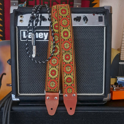 Orqange flower Pardo Guitar Straps hippie straps for guitar and bass