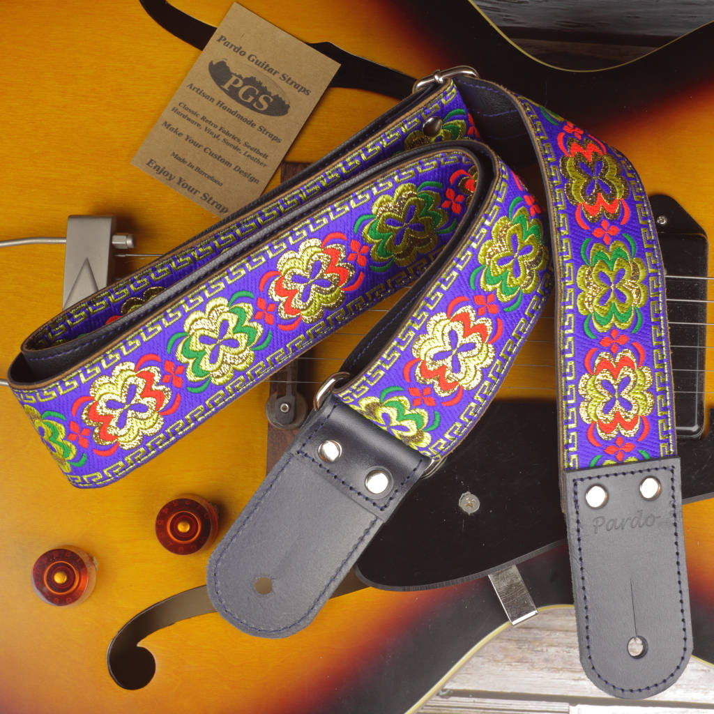 Outlet Pardo guitar straps hippie model_Iguana Blue