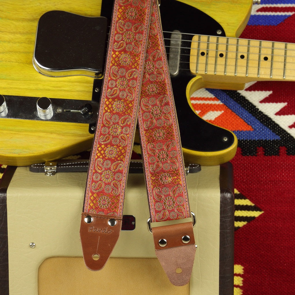 Pardo hippie guitar strap red orange