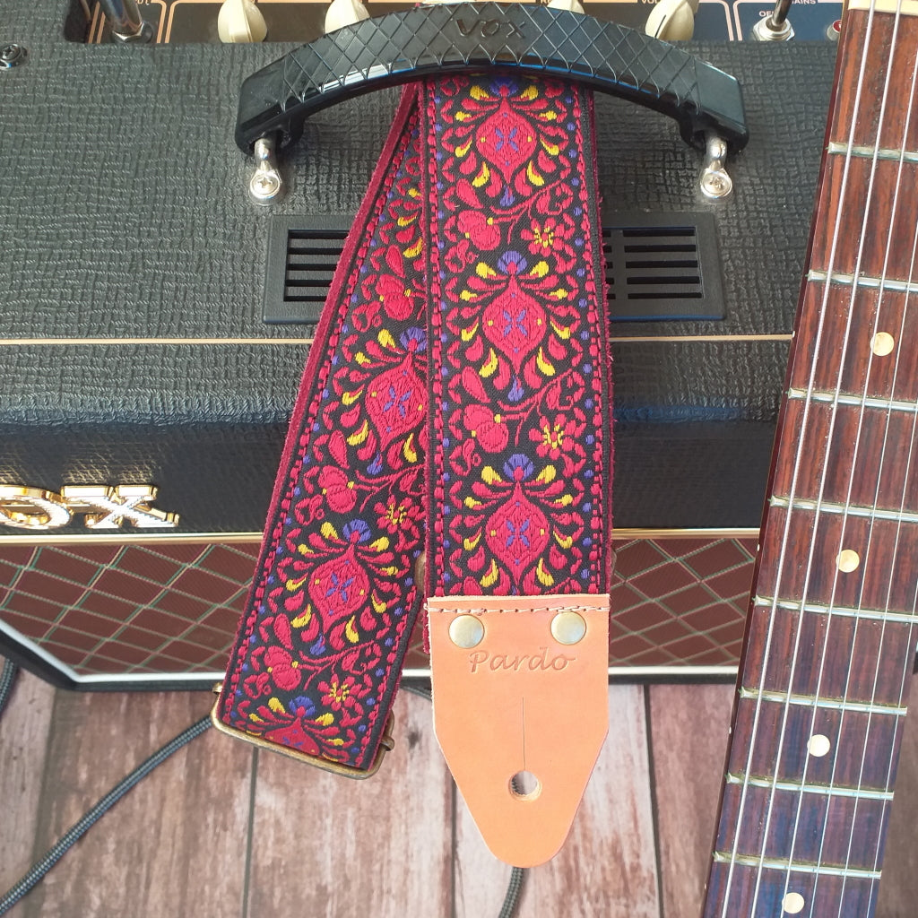 Pardo red bohemian guitar strap