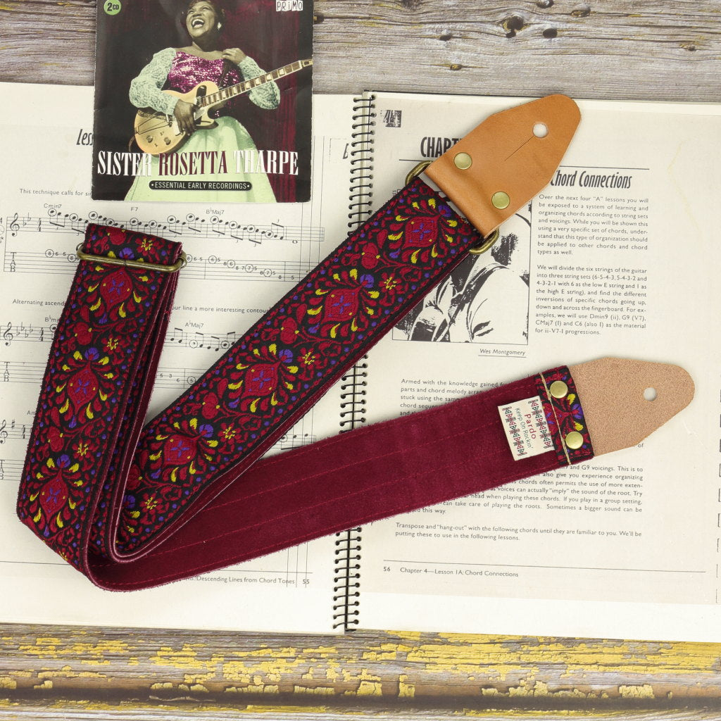Pardo guitar straps hippie model Burgundy Pheasant