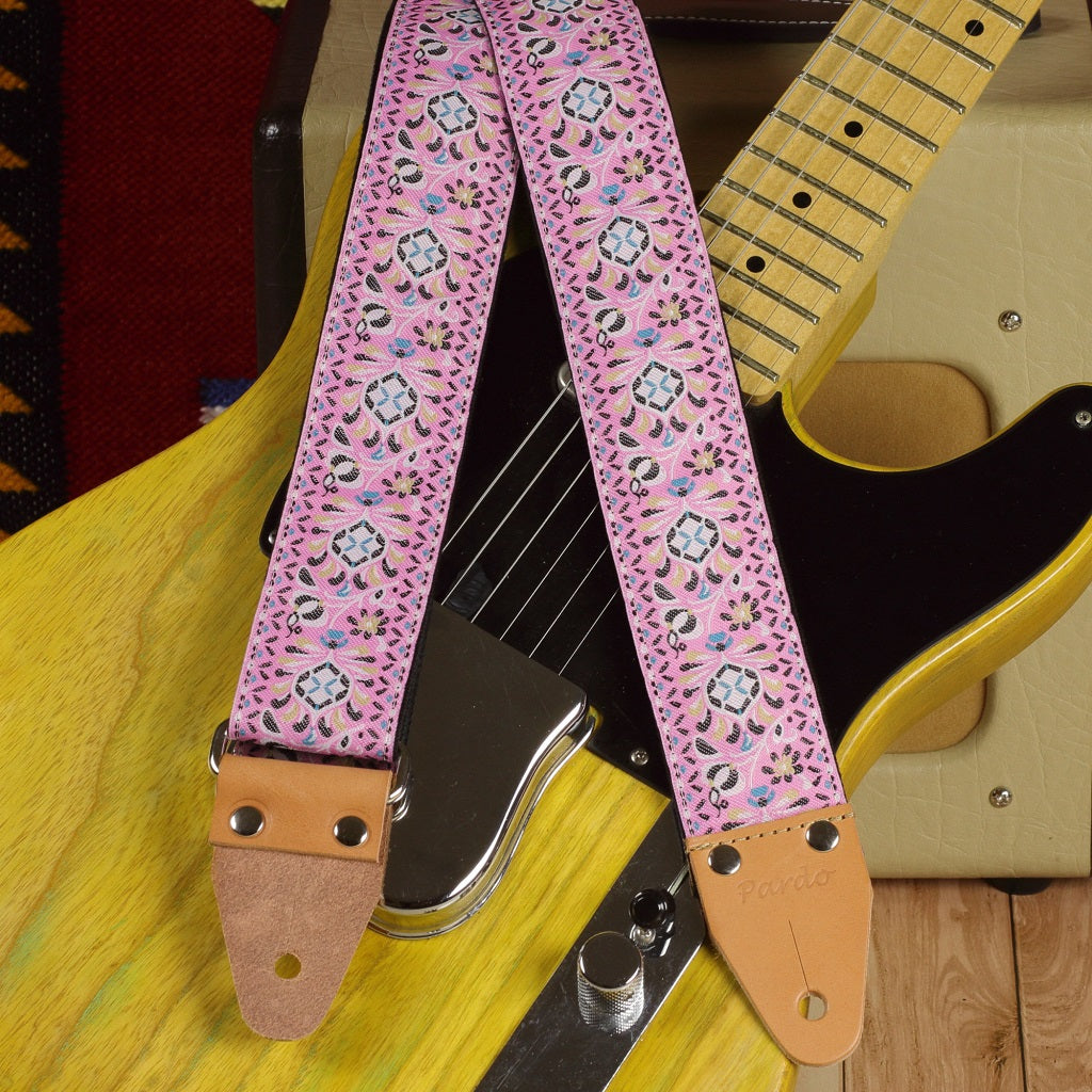 Pink hippie guitar strap