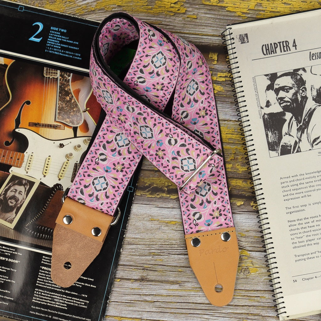 Pink retro guitar strap