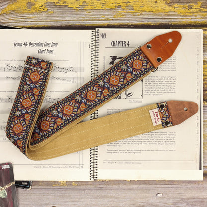 Premium guitar strap backing suede Kaleidoscope pattern