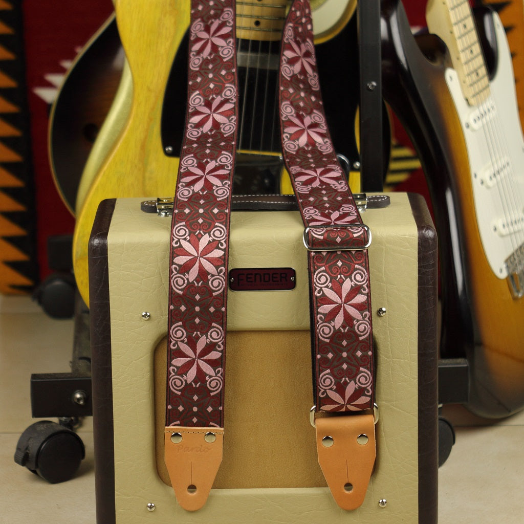 Red stars guitar strap psychedelic