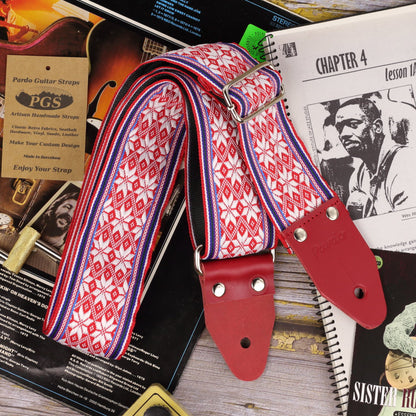 Red guitar strap with stars