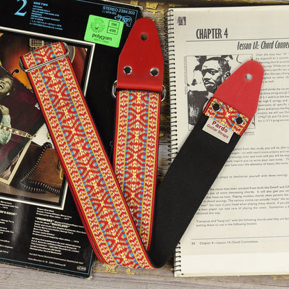 Red Hootennany guitar strap vintage style