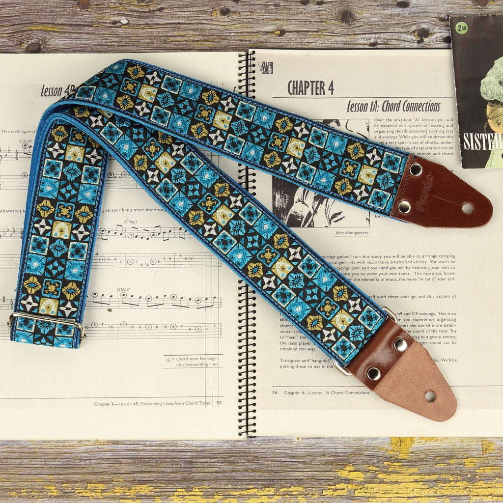 Rock star guitar straps - Blue Woodstock Hendrix
