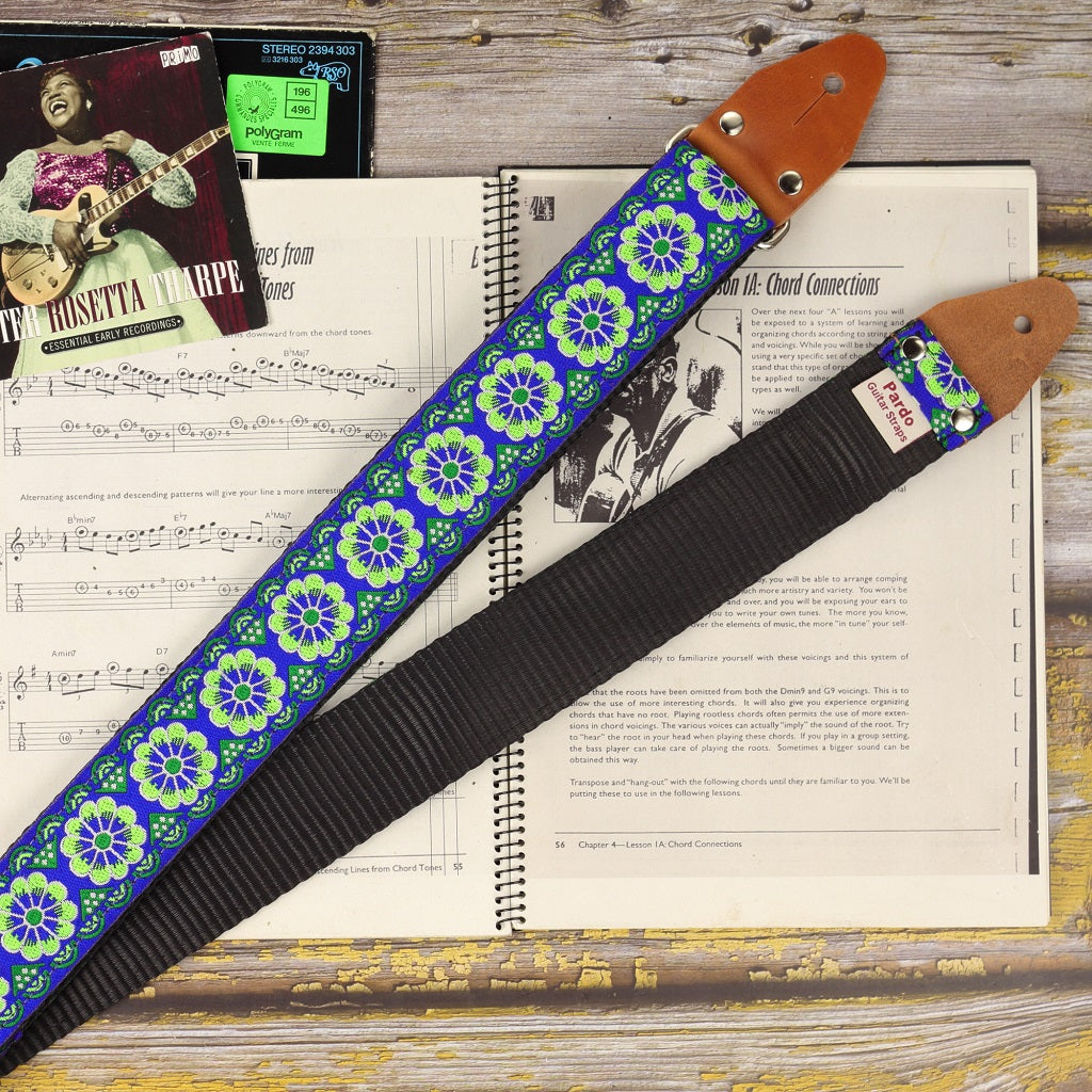 Strap for guitar with backing seatbelt - Floral flow