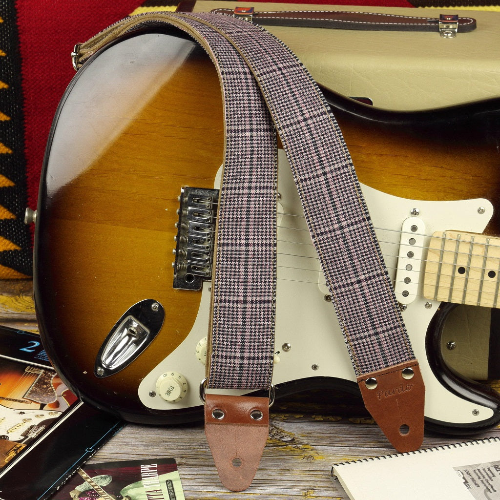 Tweed houndstooth guitar strap Pardo