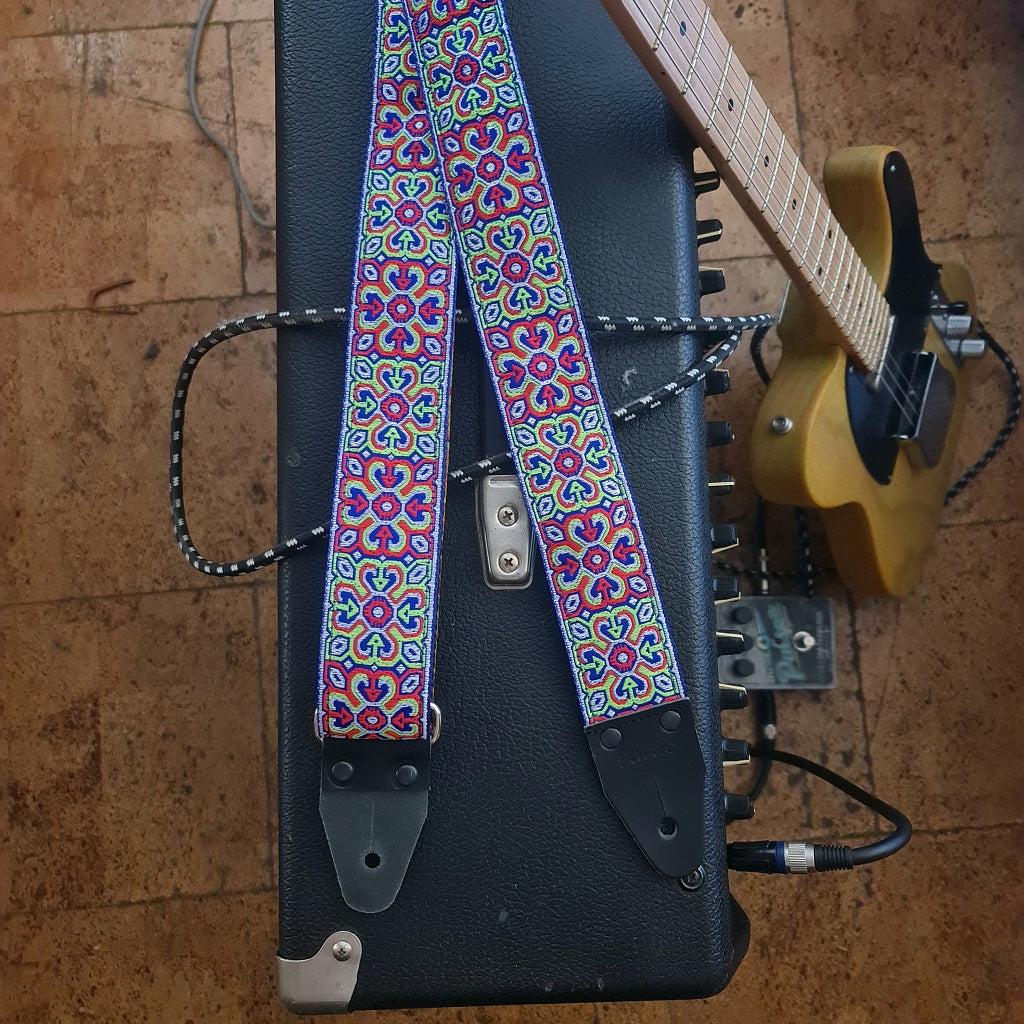 Vibrant guitar strap coolest hippie strap