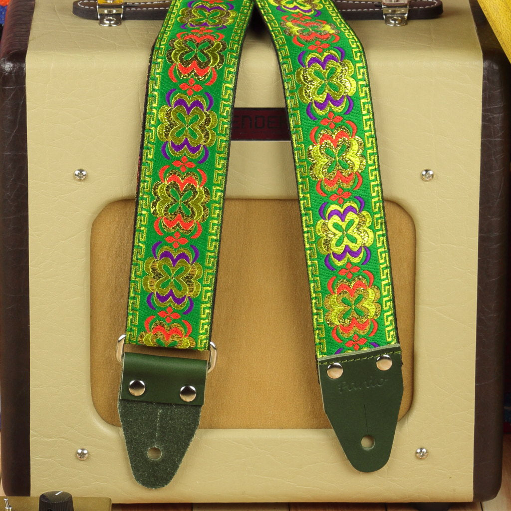 Vintage psychedelic green guitar strap model Green Flipp