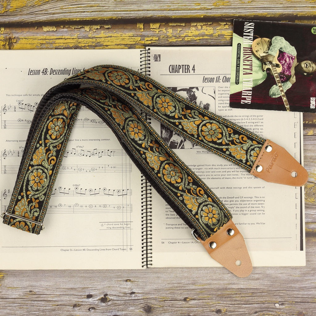 Vintage floral guitar strap October