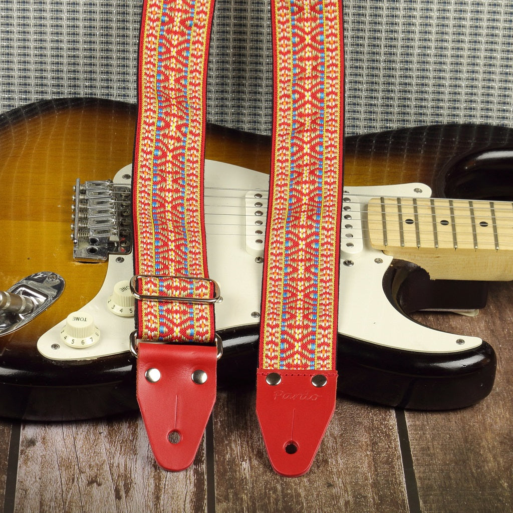 Vintage guitar strap hootennany red